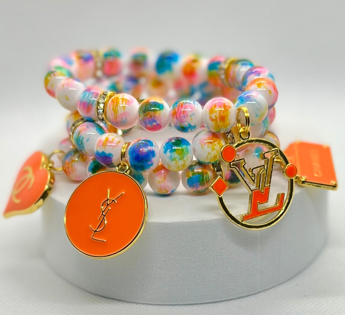 Orange Multicolor Charm Bracelet