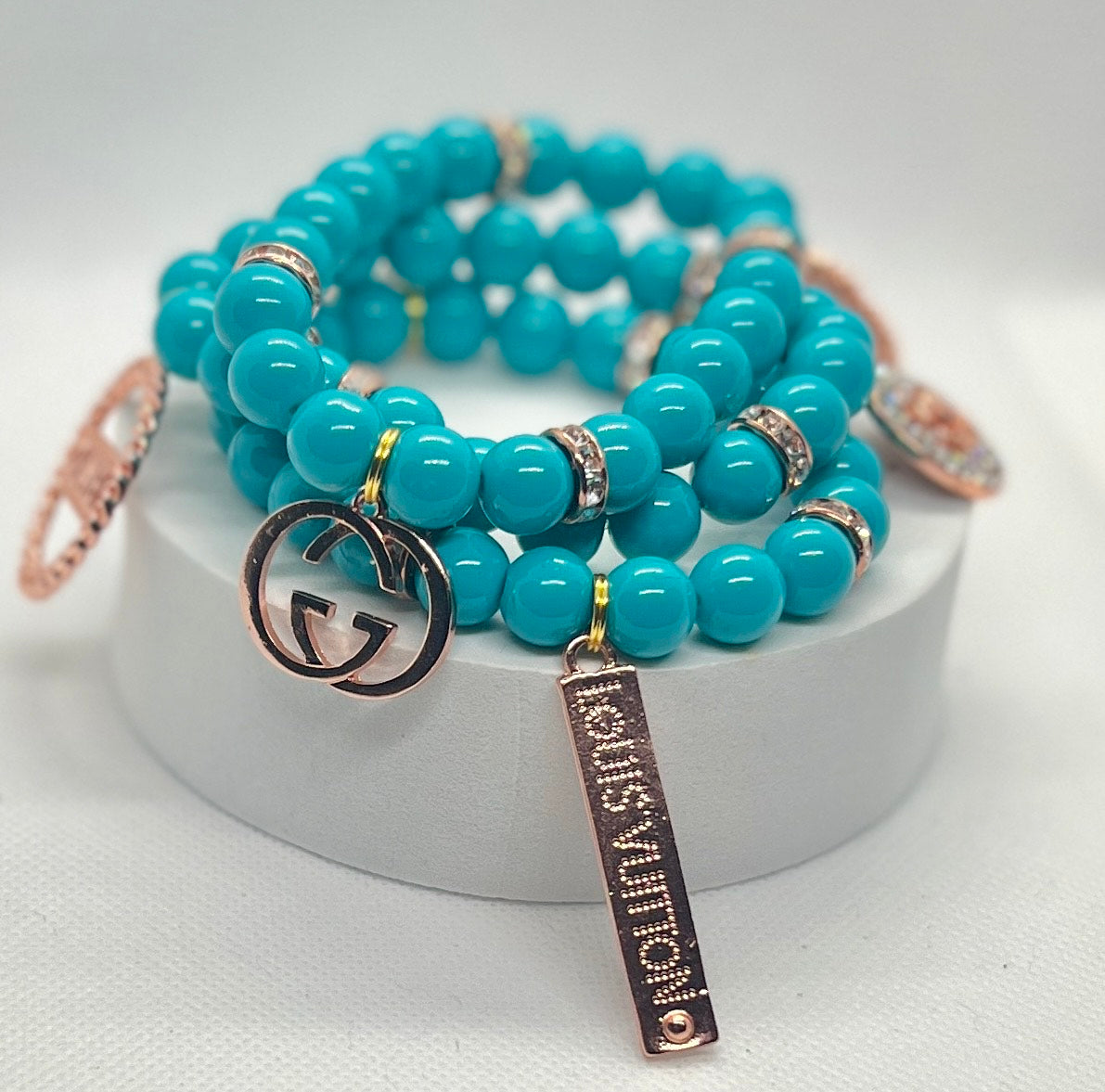 Teal Blue Charm Bracelet