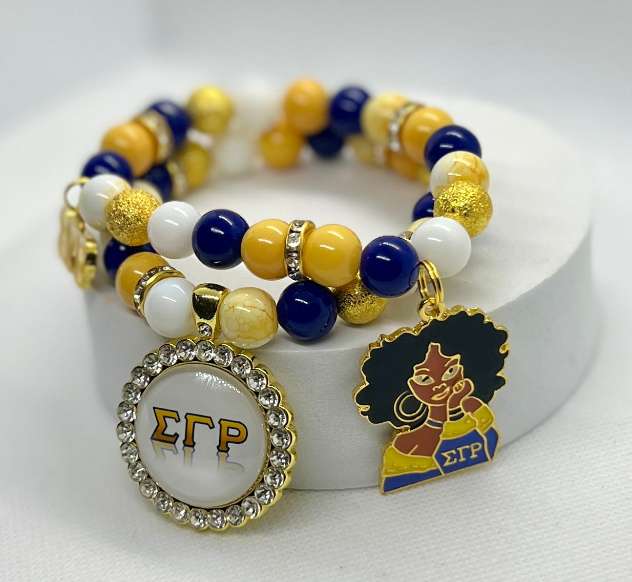 Blue & Gold Sgrho Sorority Charm Bracelet