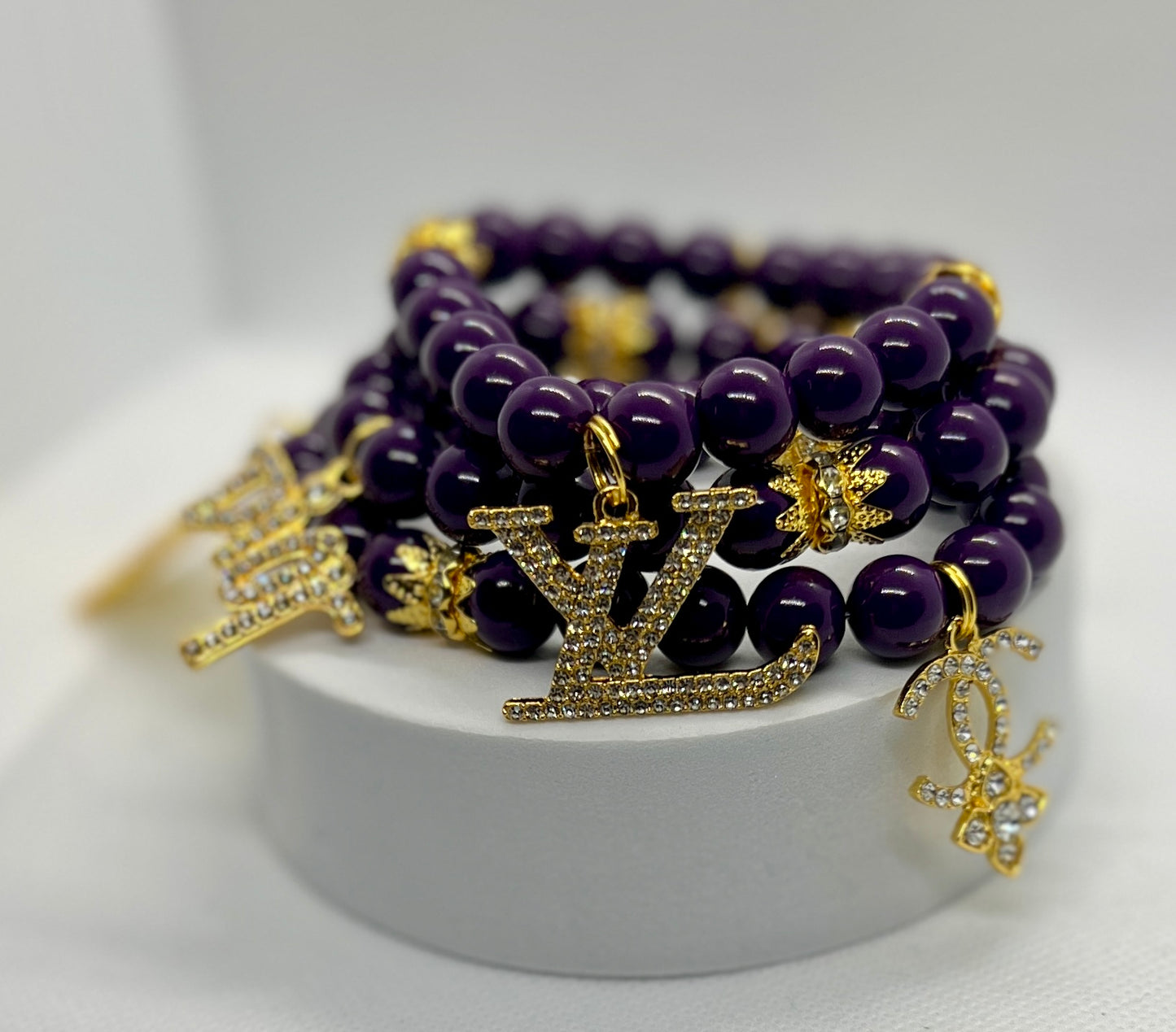 Purple & Gold Charm Bracelet