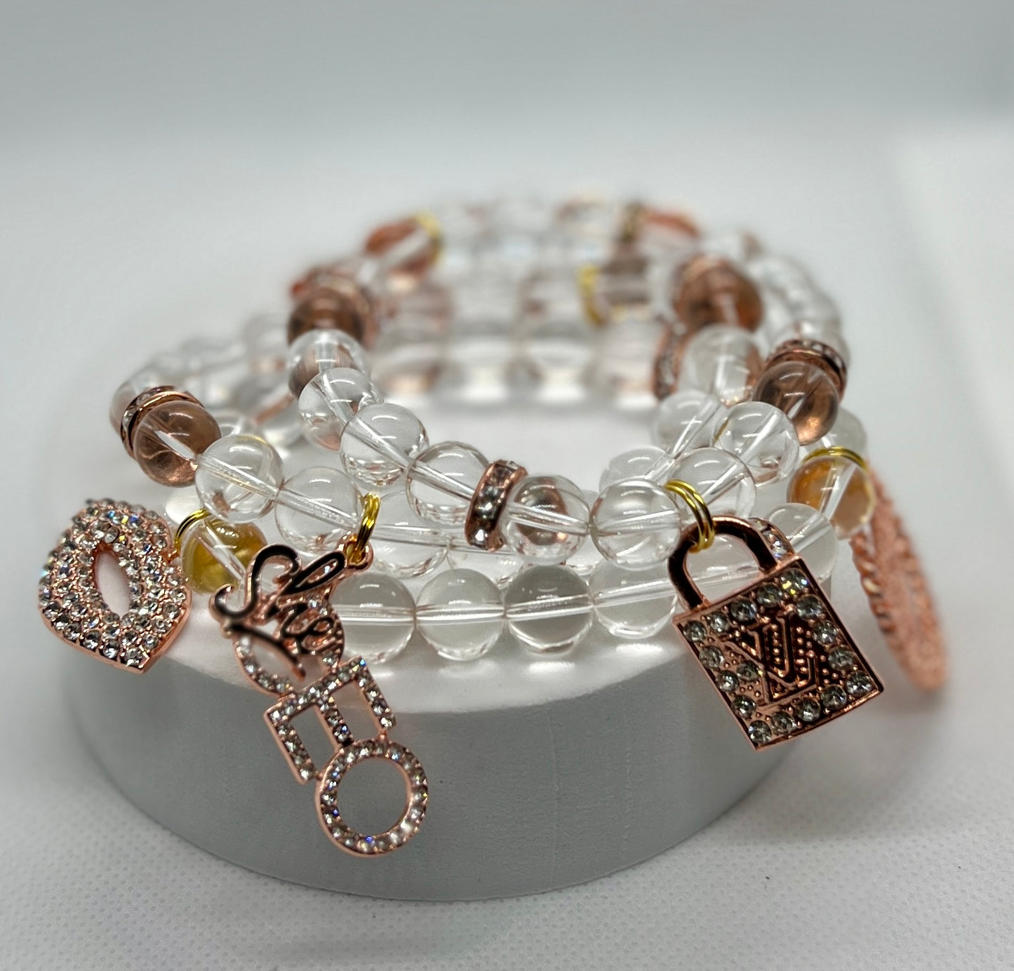 Clear & Rose Gold Charm Bracelet