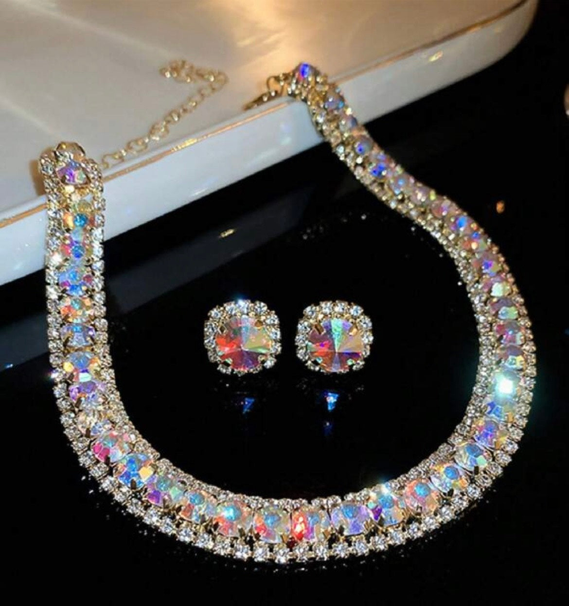Multi Color RHINESTONE Choker Set