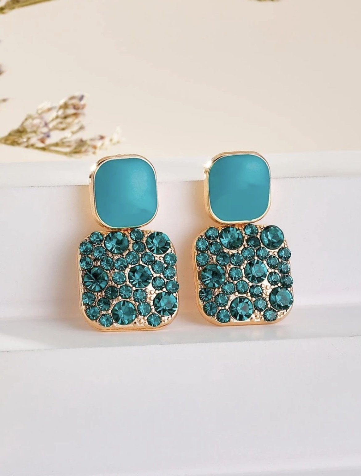 Teal & Gold Sparkle Earring