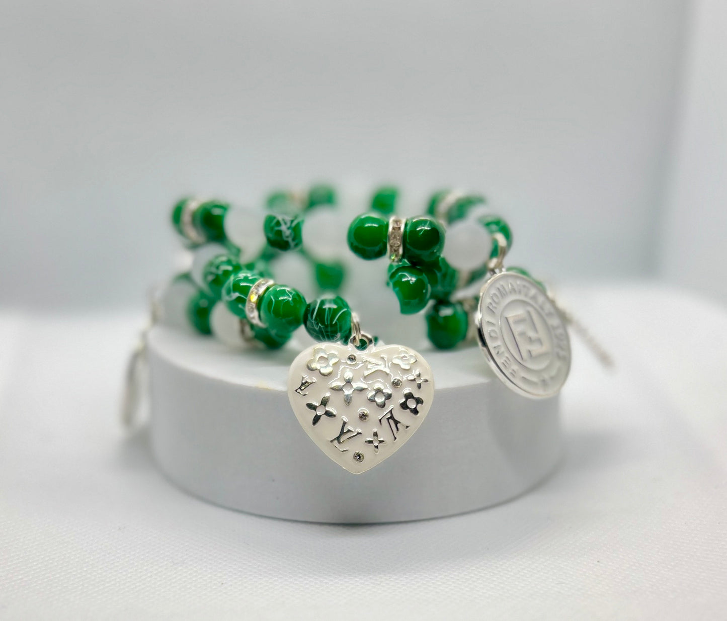 Green & Clear Charm Bracelets