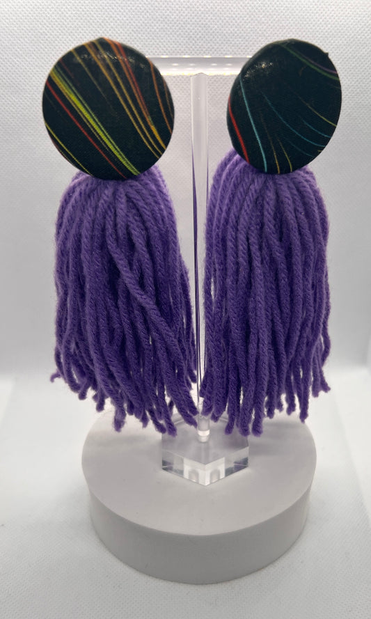Purple Button Earrings