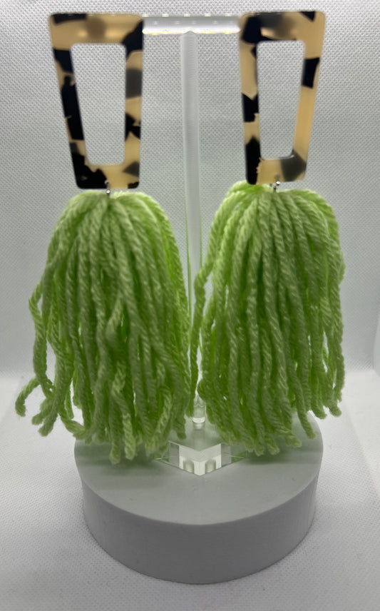Light Green Tassel Earrings