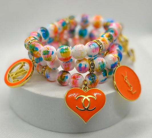 Orange Multicolor Charm Bracelet