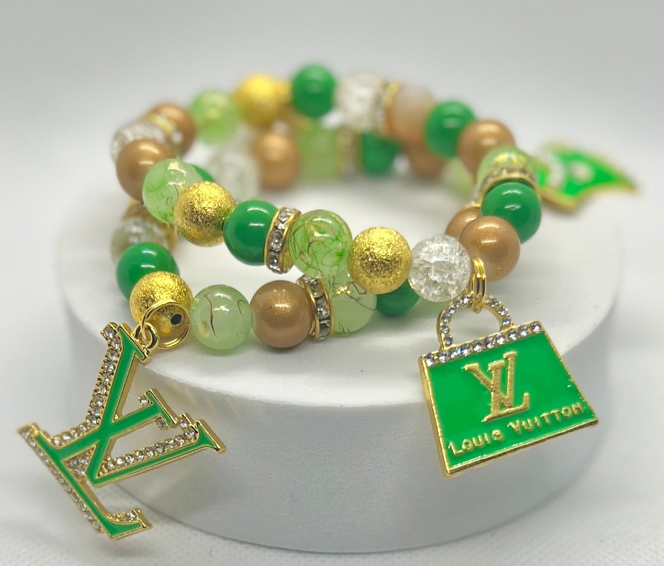 Green & Gold Charm Bracelet