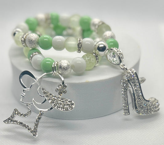 Light Green & White Charm Bracelet