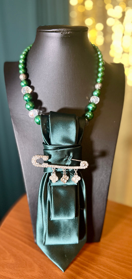 Hunter Green Necktie Necklace