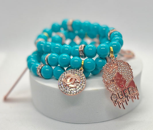 Teal Blue Charm Bracelet