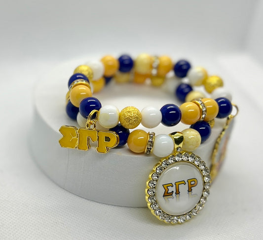 Blue & Gold Sgrho Sorority Charm Bracelet