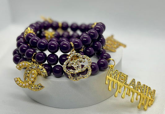 Purple & Gold Charm Bracelet