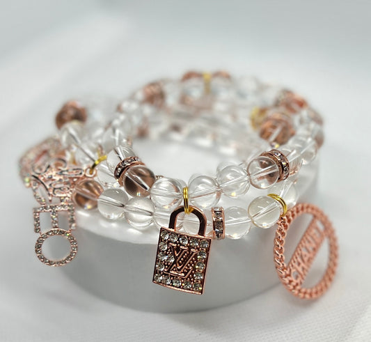 Clear & Rose Gold Charm Bracelet